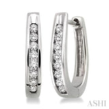 Silver Diamond Hoop Earrings