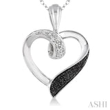 Silver Heart Shape Black Diamond Fashion Pendant