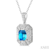 Silver Gemstone & Diamond Pendant