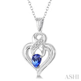 Silver Heart Shape Diamond & Gemstone Fashion Pendant