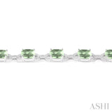 Silver Gemstone & Diamond Bracelet