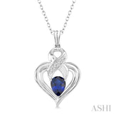 Silver Heart Shape Diamond & Gemstone Fashion Pendant