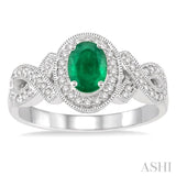 Oval Shape Gemstone & Diamond Ring