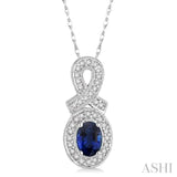 Oval Shape Gemstone & Diamond Pendant