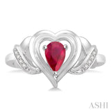 Silver Heart Shape Gemstone & Diamond Fashion Ring