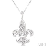 Silver Fleur De Lis Diamond Pendant