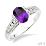 Oval Shape Gemstone & Diamond Ring