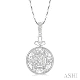 1/2 Ctw Round Cut Diamond Lovebright Pendant in 14K White Gold with Chain