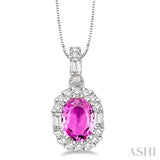 Oval Shape Gemstone & Diamond Pendant