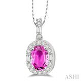 Oval Shape Gemstone & Diamond Pendant