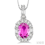 Oval Shape Gemstone & Diamond Pendant