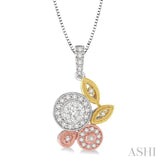 1/2 Ctw Diamond Lovebright Pendant in 14K Tri Color Gold with Chain