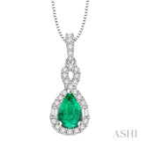 Pear Shape Gemstone & Diamond Pendant