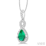 Pear Shape Gemstone & Diamond Pendant