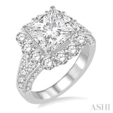 2 Ctw Round Cut Diamond Semi-Mount Engagement Ring in 14K White Gold