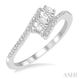 Silver 2 Stone Diamond Ring