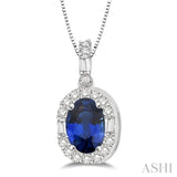 Oval Shape Gemstone & Diamond Pendant