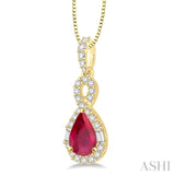 Pear Shape Gemstone & Diamond Pendant