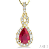 Pear Shape Gemstone & Diamond Pendant