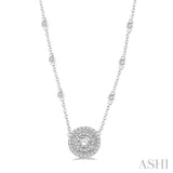 Double Halo Diamond Station Pendant