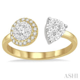 2 Stone Lovebright Diamond Fashion Open Ring