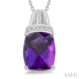 Silver Gemstone & Diamond Pendant