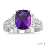 Silver Gemstone & Diamond Ring