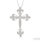 Cross Fleur De Lis Diamond Fashion Pendant