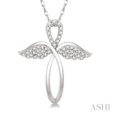 Angel Wings Cross Diamond Pendant