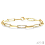 1 Ctw Round Cut Diamond Paper Clip Bracelet in 14K Yellow Gold