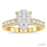 Pear Shape Lovebright Diamond Engagement Ring