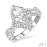 Marquise Shape Semi-Mount Diamond Engagement Ring