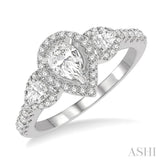 Pear Shape Past Present & Future Diamond Engagement Ring