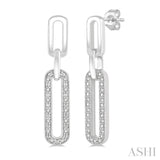 Silver Paper Clip Diamond Fashion Long Earrings