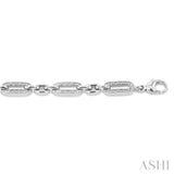 Silver Paper Clip Diamond Fashion Bracelet