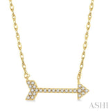 1/10 Ctw Arrow Round Cut Diamond Necklace in 10K Yellow Gold