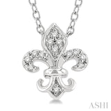 1/20 Ctw Fleur De Lis Round Cut Diamond Petite Fashion Pendant With Chain in 10K White Gold