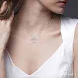 1/20 Ctw Fleur De Lis Round Cut Diamond Petite Fashion Pendant With Chain in 10K White Gold