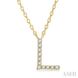 1/20 Ctw Initial 'L' Round Cut Diamond Pendant With Chain in 10K Yellow Gold