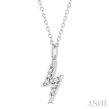 1/10 Ctw Lightning Bolt Round Cut Diamond Petite Fashion Pendant With Chain in 10K White Gold