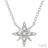 1/10 Ctw Star Round Cut Diamond Petite Fashion Pendant With Chain in 10K White Gold