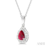 Pear Shape Gemstone & Baguette Diamond Pendant