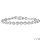 5 Ctw Oval & Round Cut Diamond Halo Bracelet in 14K White Gold