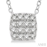 1/8 Ctw Cushion Shape Round Cut Diamond Petite Fashion Pendant With Chain in 10K White Gold