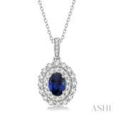 Oval Shape Gemstone & Diamond Pendant