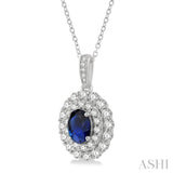 Oval Shape Gemstone & Diamond Pendant