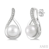 Silver Pearl & Diamond Earrings