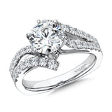 Six-Prong Bypass Split Shank Diamond Engagement Ring