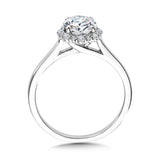 Modern Straight Halo Diamond Engagement Ring