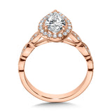 Scalloped & Milgrain-Beaded Pear-Shaped Halo Engagement Ring